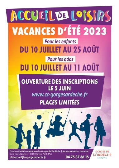 ACCUEIL DE LOISIRS ÉTÉ 2023 - Inscriptions à partir du 5 juin