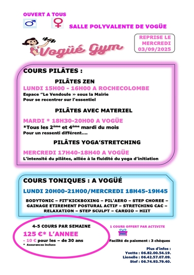 Reprise de Vogüé Gym !