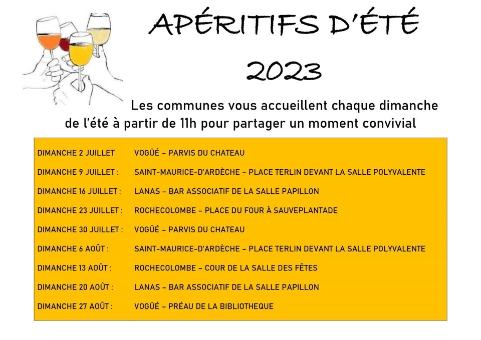 Les apéritifs de l'été 2023