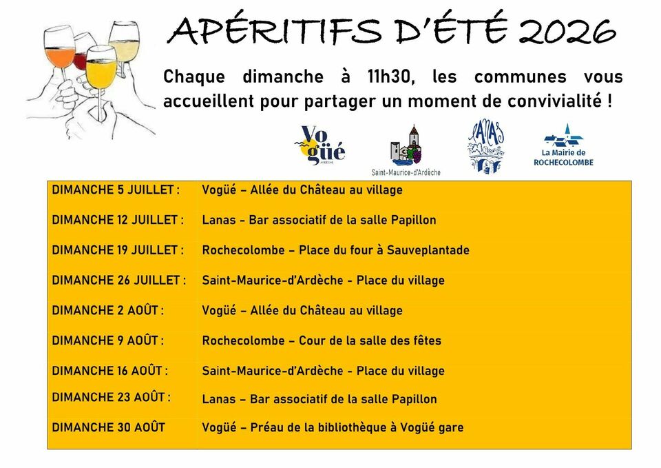 Apéritif d'été le 2 août à 11h30 Allée du château