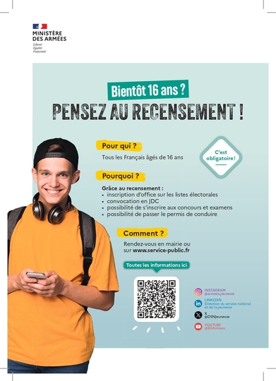 Bientôt 16 ans ? Pensez au recensement !