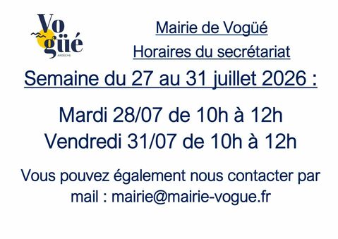 Fermeture mairie été 2026