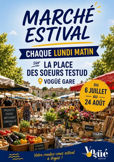 Marché estival chaque lundi matin à Vogüé Gare