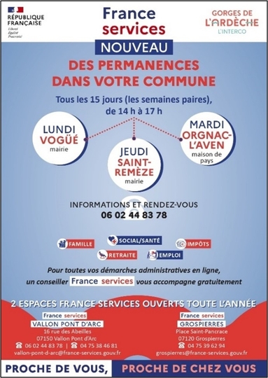 Permanences France services en Mairie de Vogüé