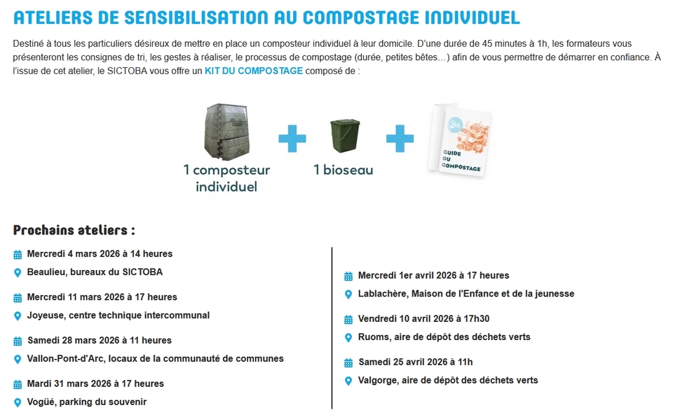 Atelier de sensibilisation au compostage le 31 mars à 17h à Vogüé