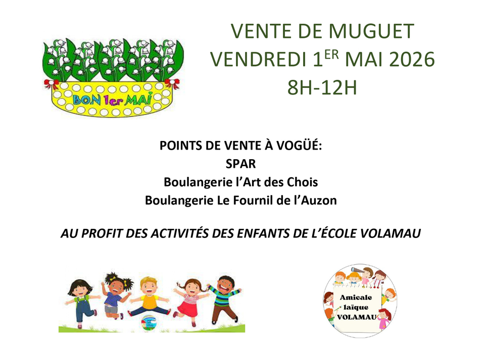 Vente du muguet du 1er mai par l'amicale de l'école Volamau